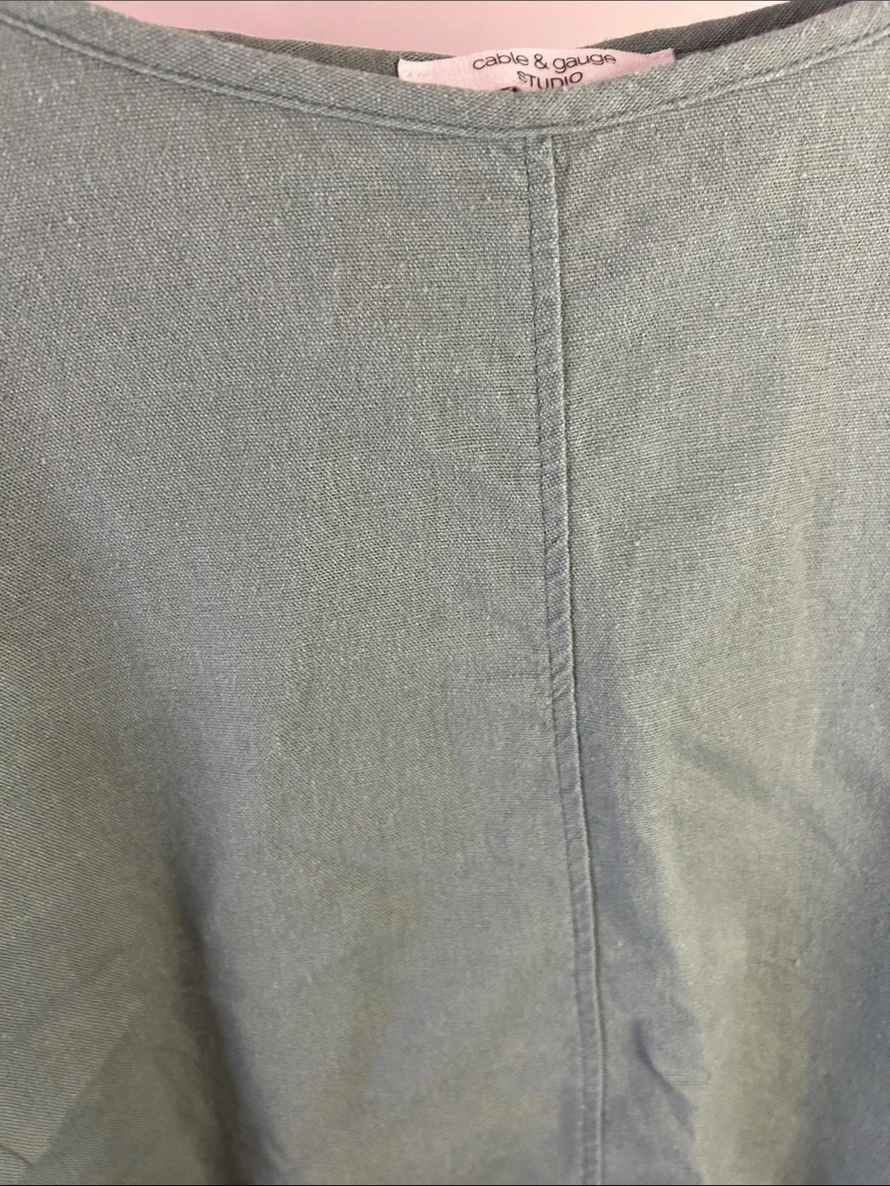 Cable & Gauge Studio Linen Blend Roll Tab Top Sage Green Large - Picture 7 of 12